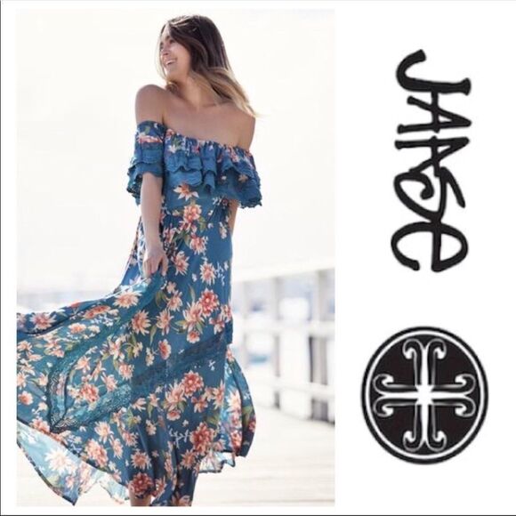 ✨HP✨Jaase Positano Floral Maxi Tuscan Dress✨ - Picture 1 of 12